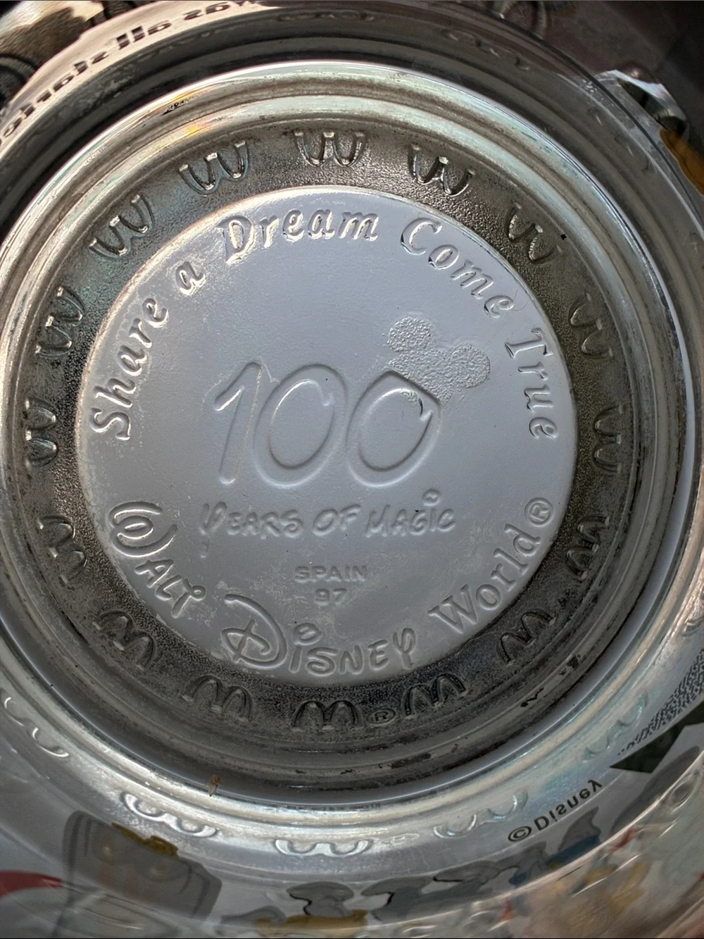 VINTAGE Walt Disney’s 100 years of Magic Glasses from (USA and Spain)